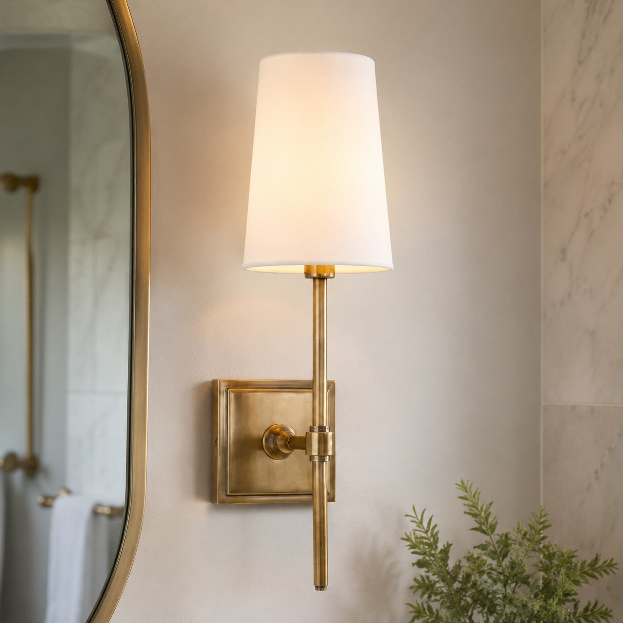 Wandlamp met linnen kap - retro metalen wandverlichting voor slaapkamer en gang | Sansoti