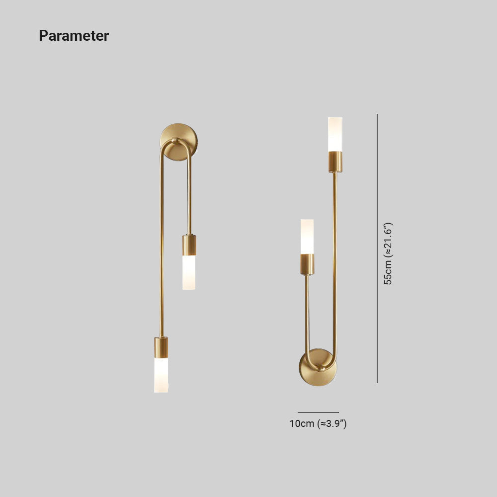 Lineaire LED Wandlamp Goud 2-Lichts Modern Scandinavisch Design Warm Wit Verlichting Woonkamer Slaapkamer | Sansoti