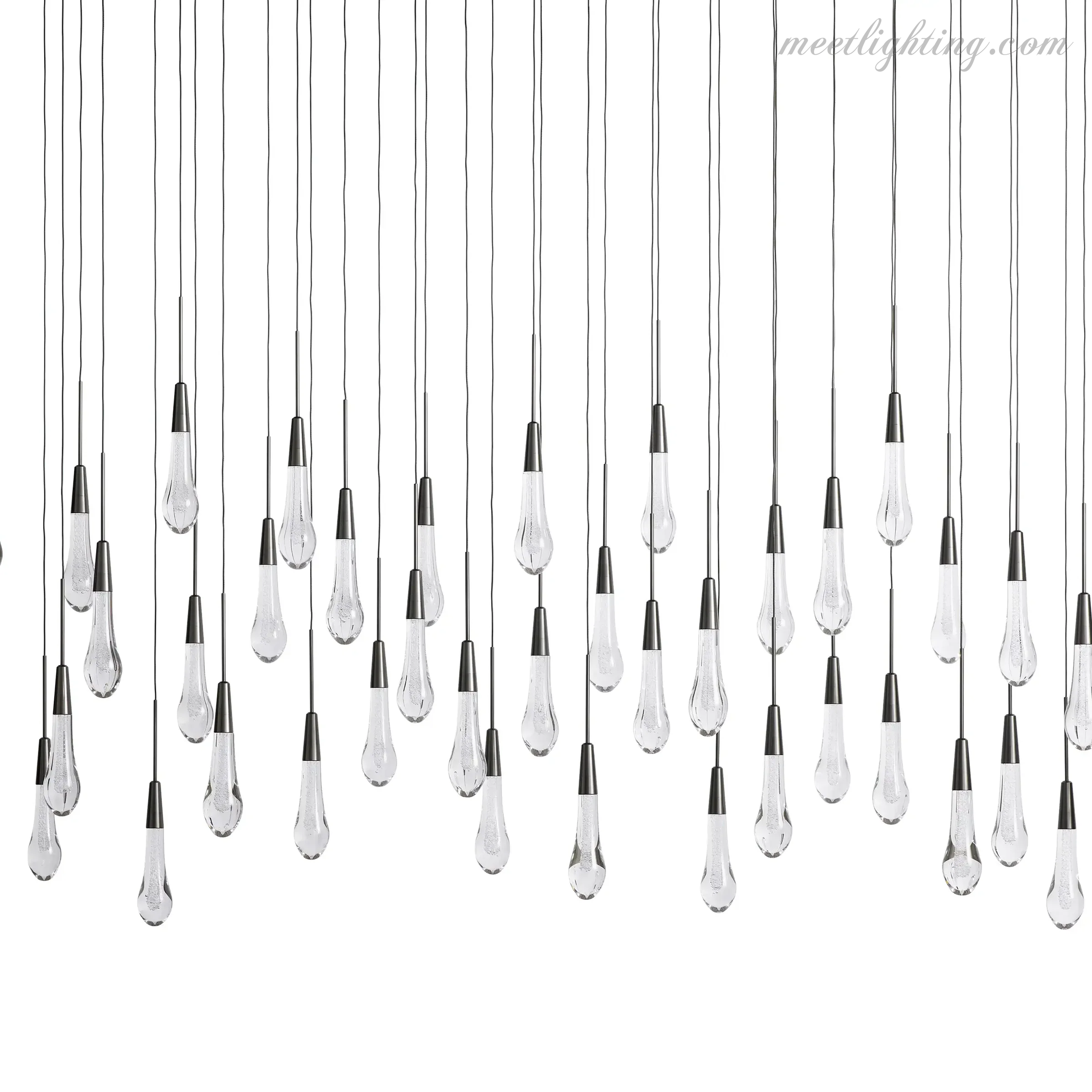 Lustre linéaire avec lampes LED réglables adapté à la salle à manger et à la cuisine en verre fabriqué à la main au design moderne | Sansoti