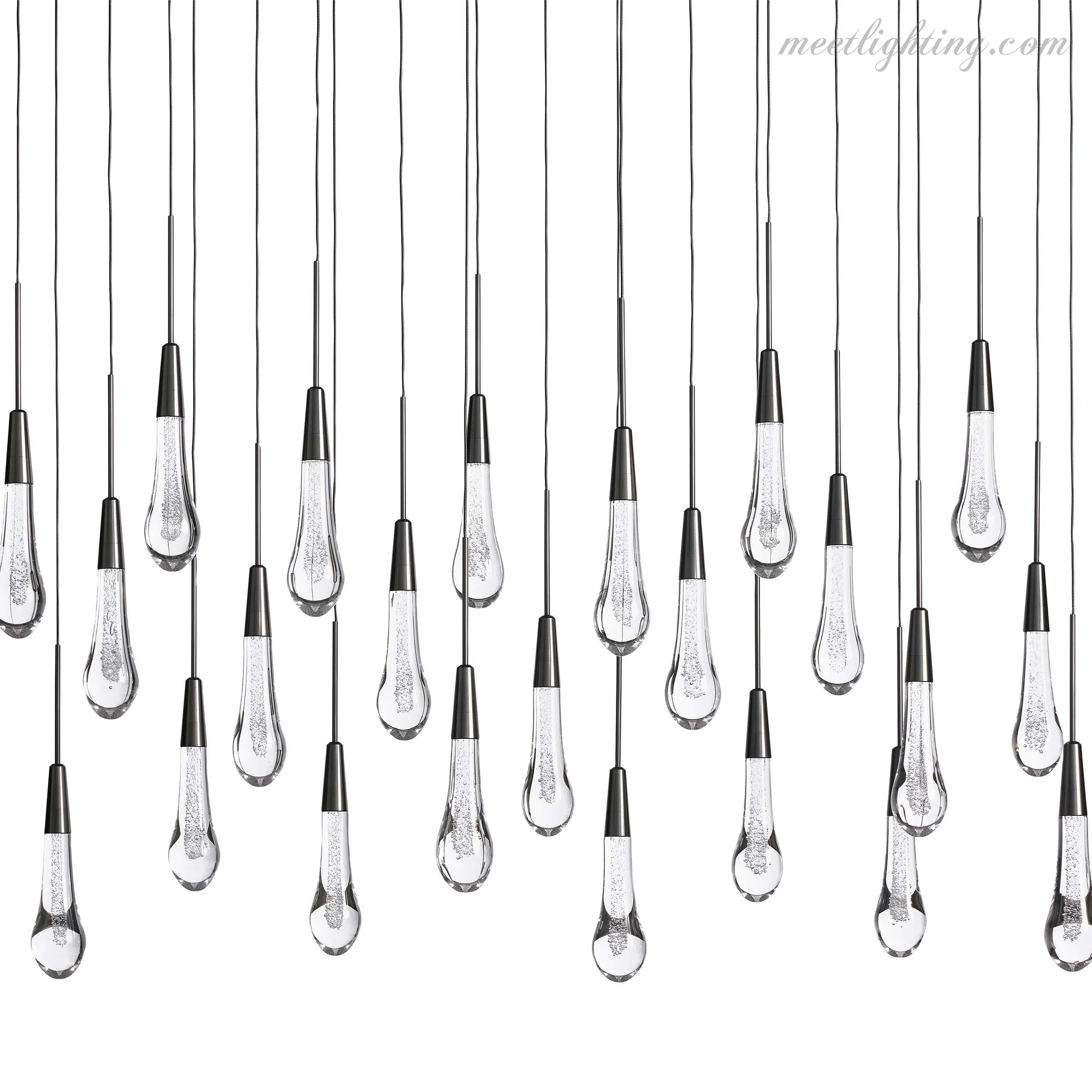 Lustre linéaire avec lampes LED réglables adapté à la salle à manger et à la cuisine en verre fabriqué à la main au design moderne | Sansoti