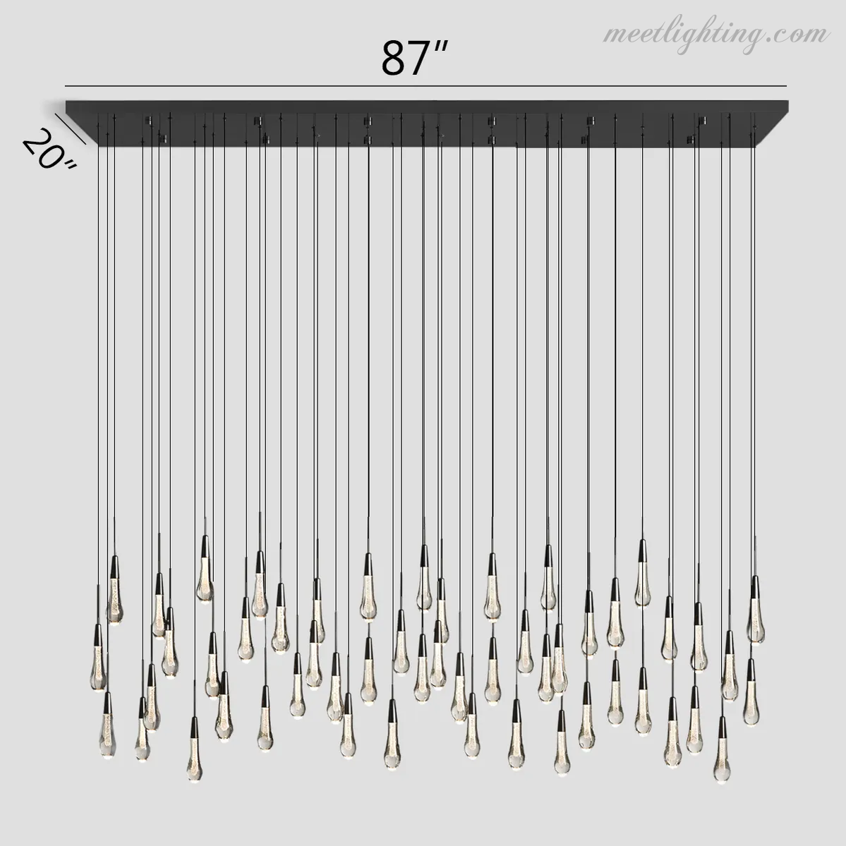 Lustre linéaire avec lampes LED réglables adapté à la salle à manger et à la cuisine en verre fabriqué à la main au design moderne | Sansoti