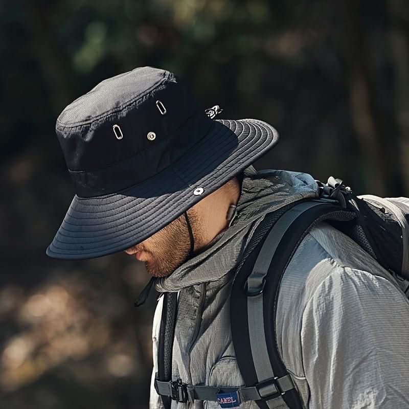 Ademende zonnehoed met brede rand en kinband voor wandelen, vissen, kamperen en outdoor activiteiten | Sansoti