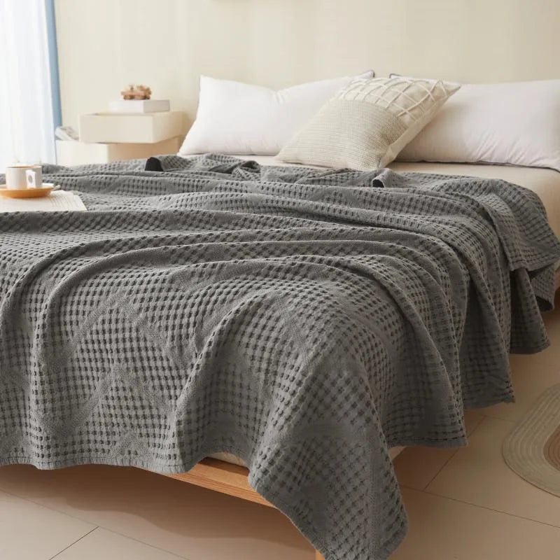 Katoenen Muslin Plaid 100x150-200x230cm Effen Geweven Deken Zacht Huidvriendelijk voor Bank Bed Auto | Sansoti