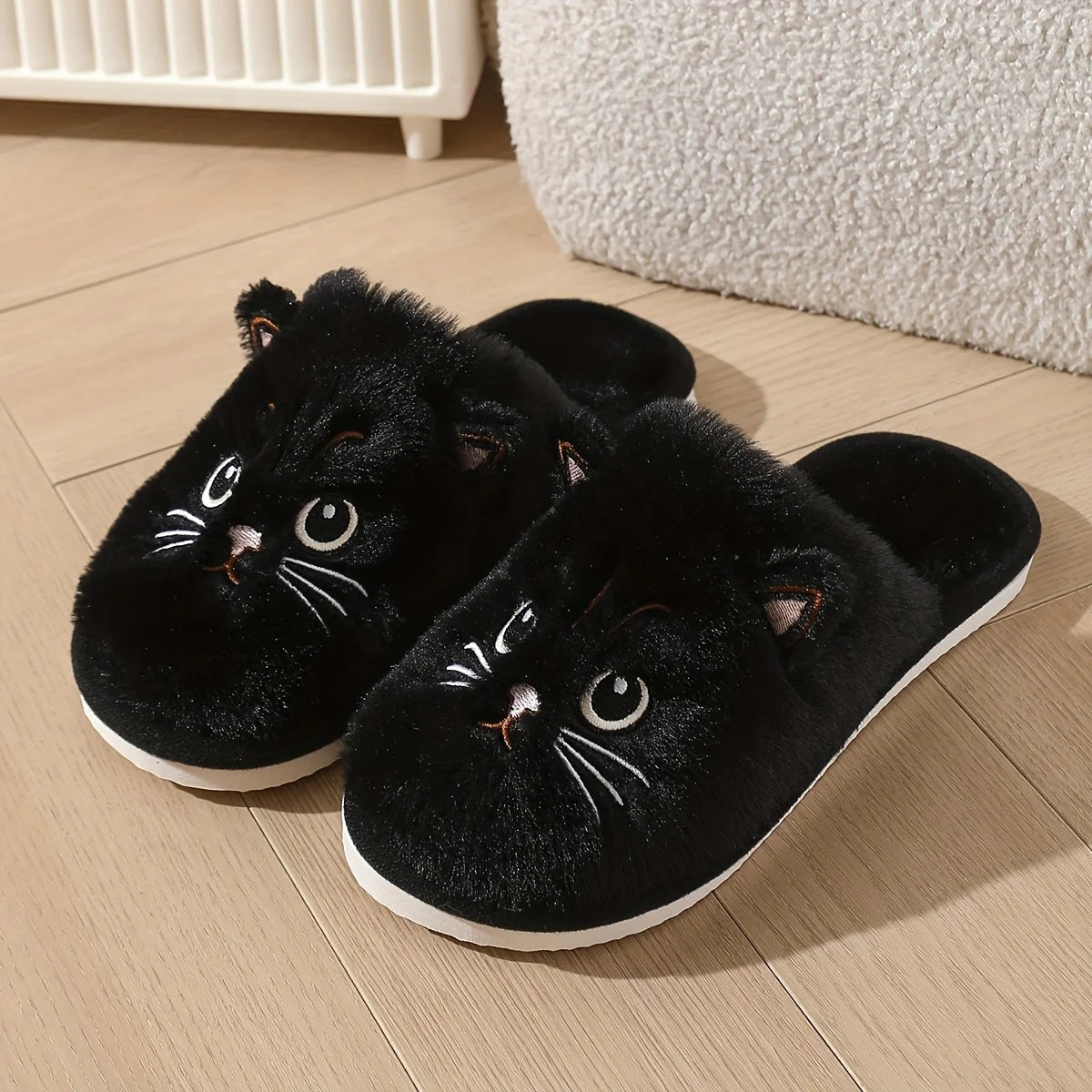 Women's House Slippers Cat Design Winter Warm Plush Non-Slip EVA Sole Comfortable Indoor Soft Cuddly | Sansoti