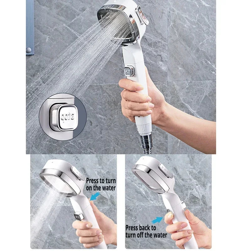 Handdouche 3 Standen Waterbesparend ABS Verstelbaar Stopknop Massage Eco Douchekop Badkamer Wellness | Sansoti