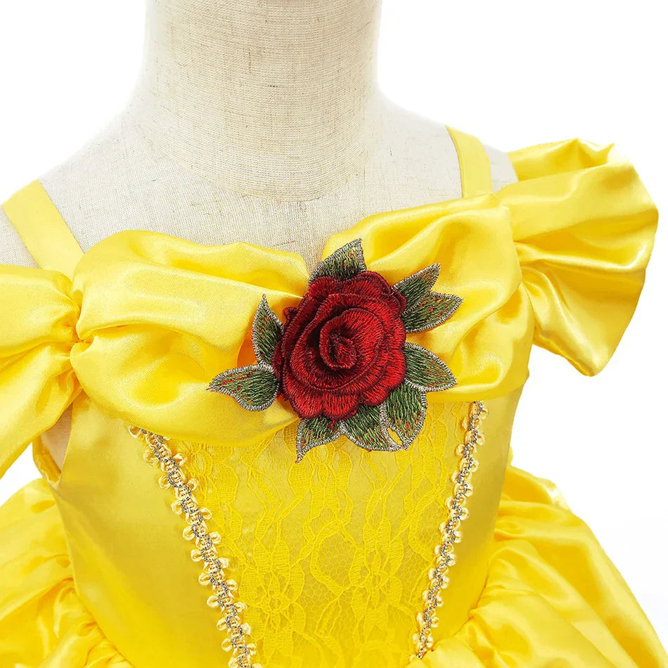 Prinsessenjurk voor Kinderen Cosplay Kostuum met Tiara en Accessoires Geel | Sansoti