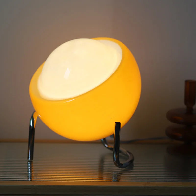 Glaskugel-Tischlampe LED Orange Retro Schlafzimmer Wohnzimmer Nachttischlampe Schreibtischlampe Bauhaus Nordic Stimmungslicht Dekorativ | Restfield