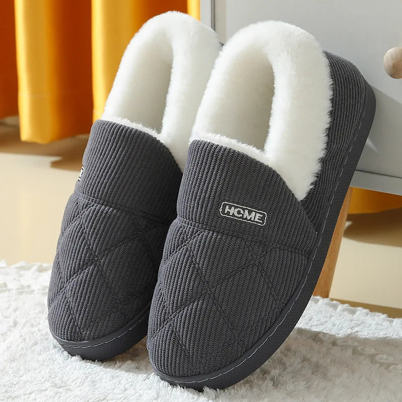 Pluszowe kapcie unisex, ciepłe kapcie zimowe z miękką podeszwą do noszenia w domu, antypoślizgowe, na jesień i zimę, komfortowe | Sansoti