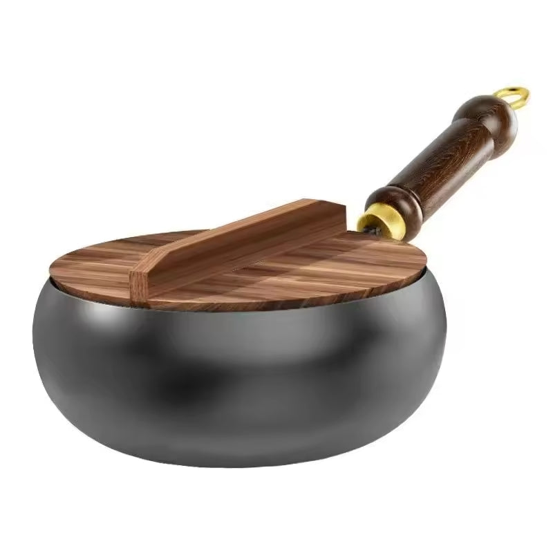 Gusseisen Wokpfanne Mit Deckel Schwarz Ofengeeignet 24cm | Restfield