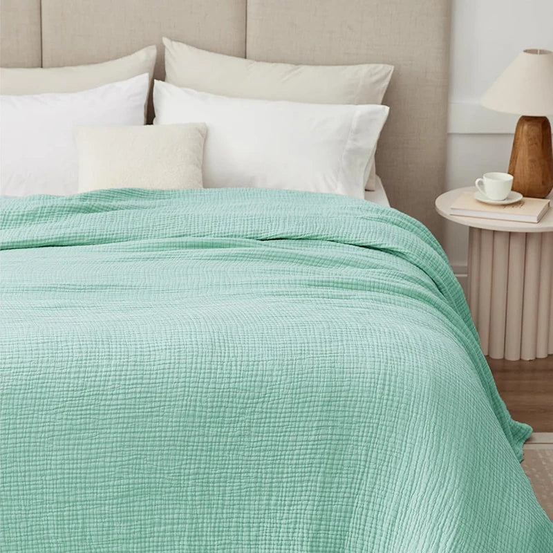 Gauze Blanket 100% Cotton Six-Layer Woven Blanket Breathable Lightweight Summer Blanket Bed Sofa Throw for Adults | Sansoti