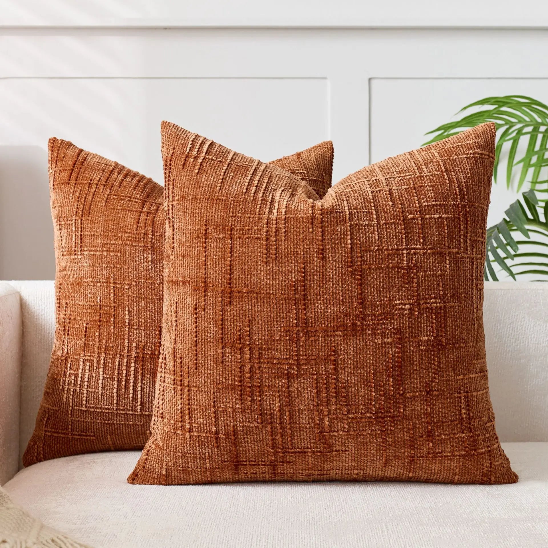 Housse de coussin chenille structure bambou uni 40 45 50cm pour canapé et chambre | Restfield