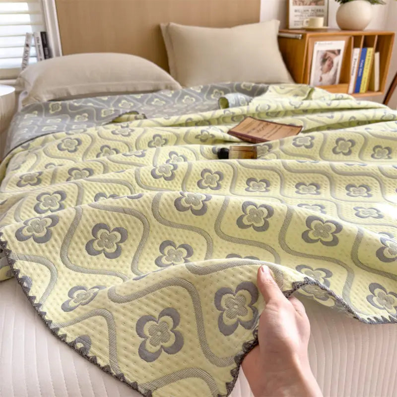 Three-Layer Muslin Throw Pure Cotton Breathable Soft Striped Blanket Living Room Bedroom Sofa Decorative | Sansoti