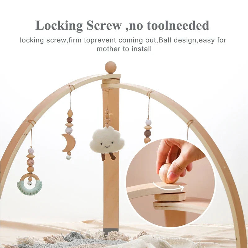 Houten Speelboog met Hangend Speelgoed voor Baby's - Stimuleert Motoriek en Zintuigen - Natuurlijk Hout - Nordic Design | Sansoti