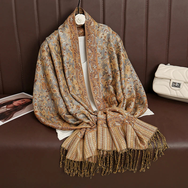 Pashmina Wrap Cashmere-look Women's 70x190cm Soft Winter Scarf Four Seasons Warm Foulard Elegant Scarf | Sansoti