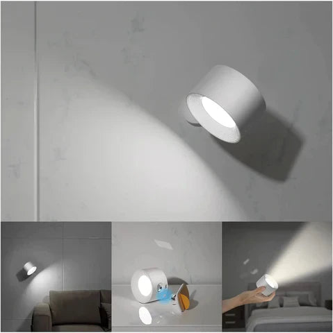 Wandleuchte Kabellos Wiederaufladbar Dimmbar 360° Drehbar Touch Fernbedienung Weiß Schwarz Holz | Restfield