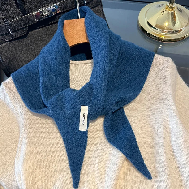 Knitted Woolen Triangle Scarf for Women, Winter-Warm Soft Neck Wrap, Solid-Color Design, Comfortable and Stylish | Sansoti