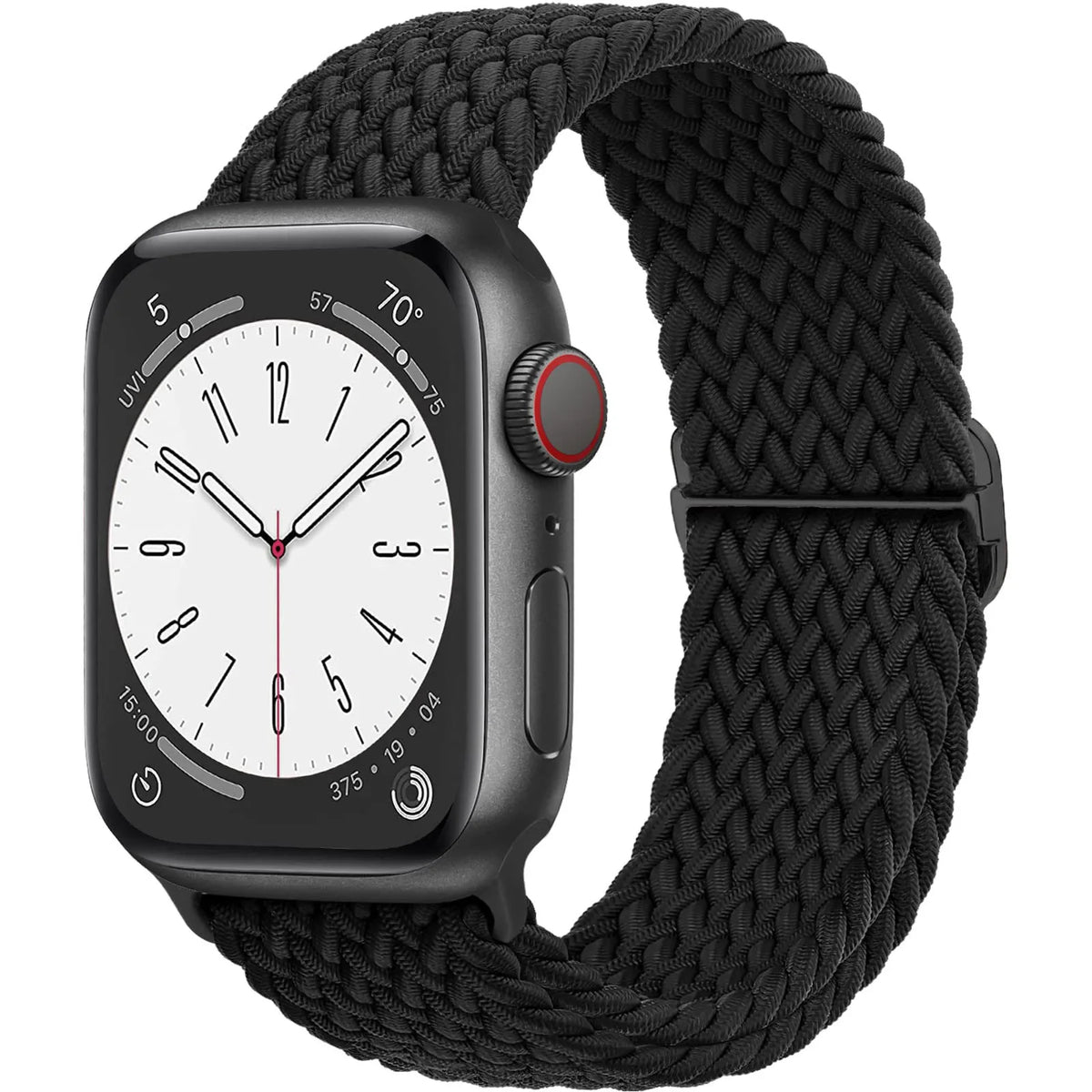 Elastisch gevlochten nylon smartwatch-bandje, 38–49 mm, verstelbaar en ademend, sportband voor Apple Watch | Sansoti
