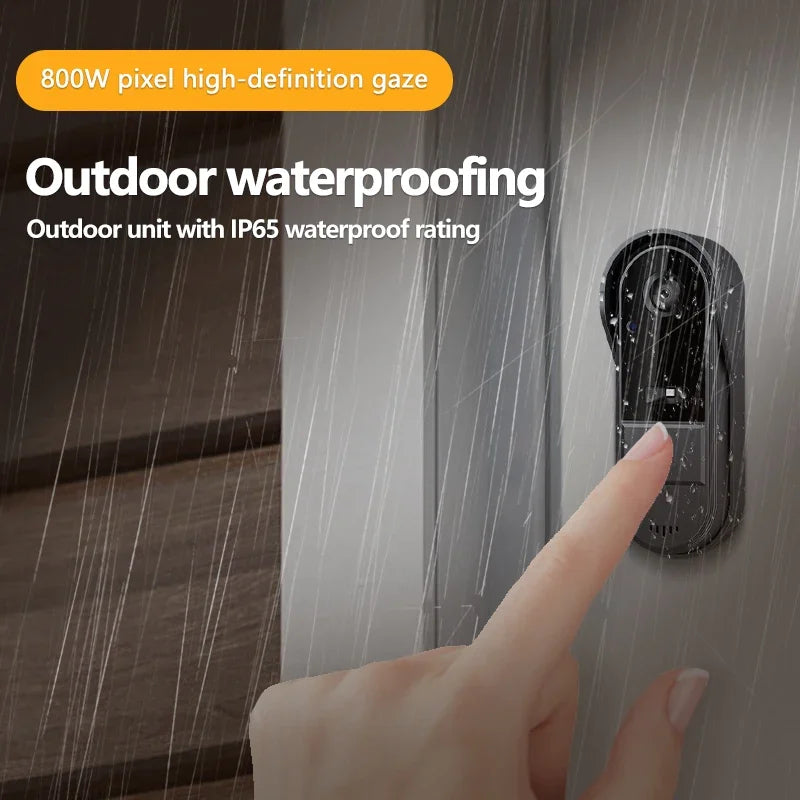 Draadloze Video Deurbel met 4.3 inch Scherm Nachtzicht 170° HD Intercom Waterdicht voor Thuisbeveiliging | Sansoti