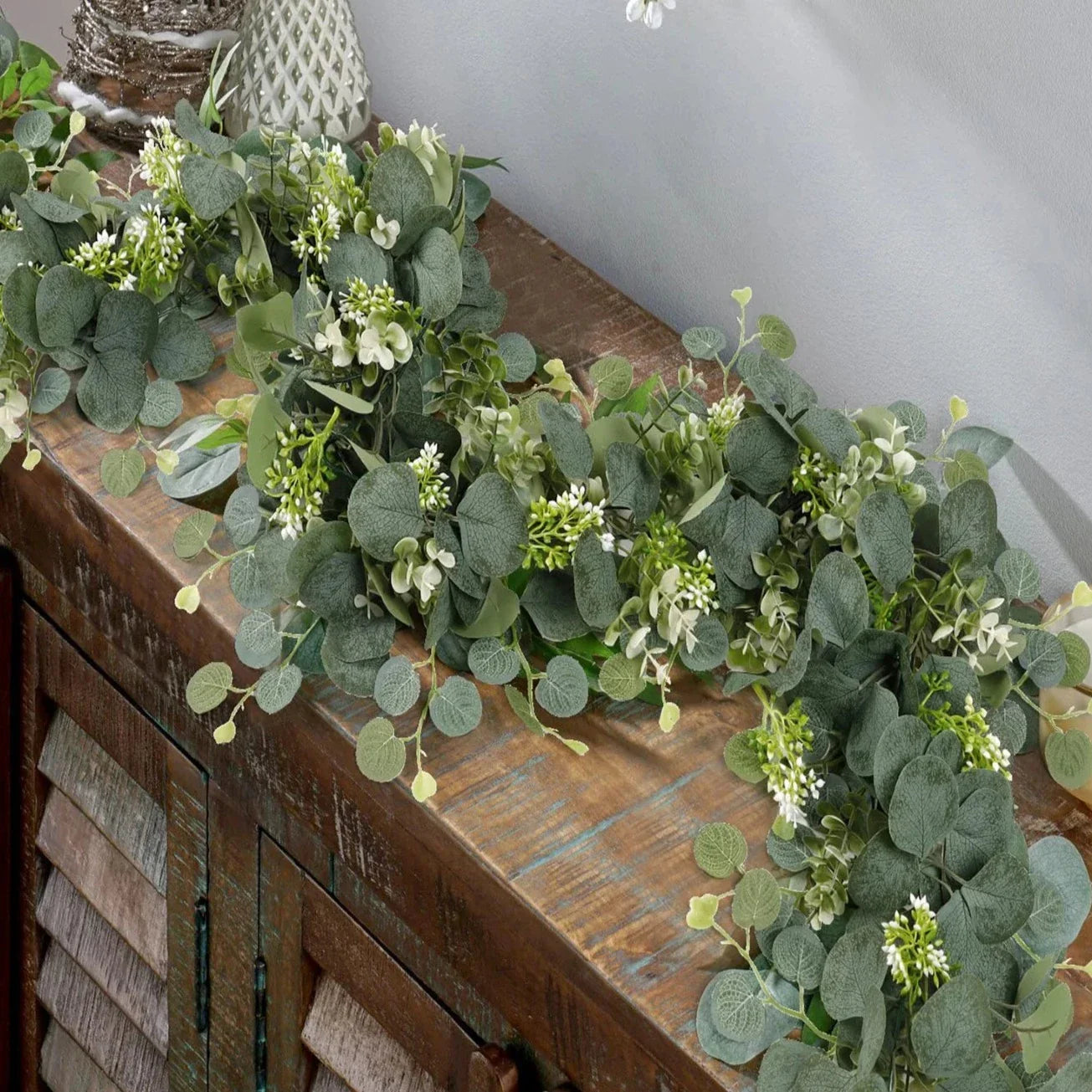 Kunstmatige Eucalyptus Slinger 2-Delige Set | Natuurlijke Groene Decoratie voor Interieur en Feesten | 180cm Lange Zijden Guirlandes | Sansoti