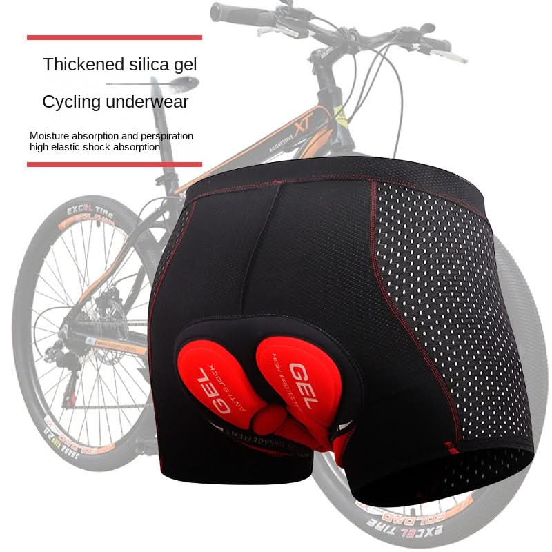 Fahrradhose mit Gelpolsterung, atmungsaktiv, aus Stretchmaterial, komfortabel, schwarz-rot-blau, zum Radfahren, Training und für Outdoor-Sport | Sansoti