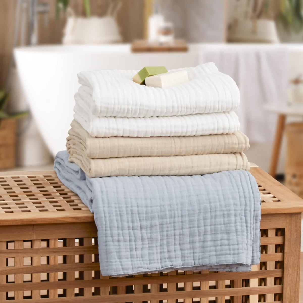 Muslin Cotton Blanket Multi-Layer Soft Gauze Weave Sofa Throw Comfortable Bed Plaid for All Seasons | Sansoti