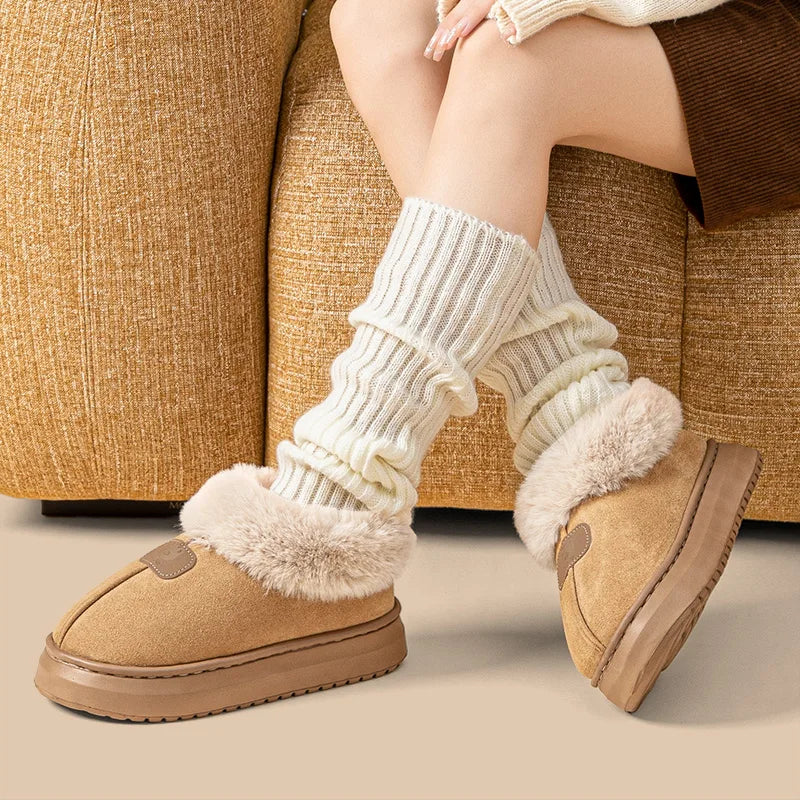 Lined Winter Slippers with High Ankle Warm House Slippers Thick Non-Slip Sole Unisex Indoor Outdoor | Sansoti
