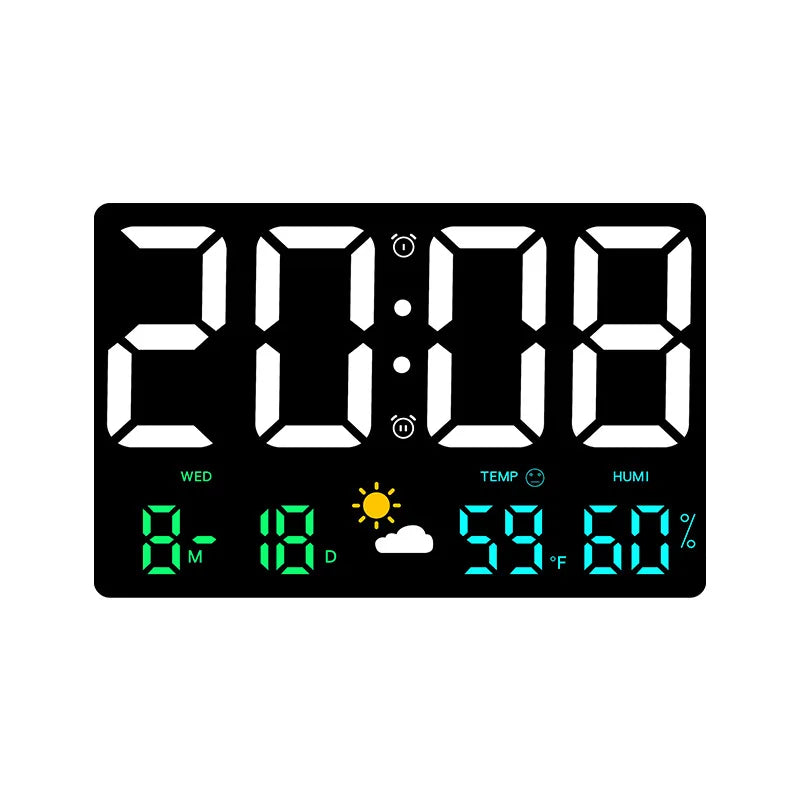Horloge Murale LED Digitale Température Humidité Station Météo Réveil Écran Couleur Chambre Salon Bureau Calendrier | Restfield