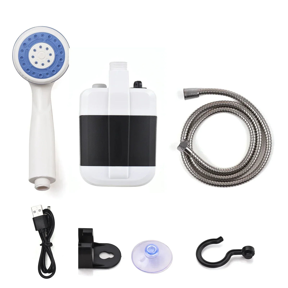 Rechargeable Shower Pump with Hand Shower for Camping Travel Outdoor Portable Hand Shower Flexible Hose Blue | Sansoti