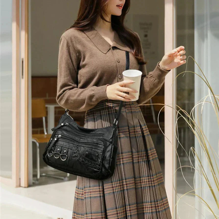 Vintage Handtas Vegan Leer Elegante Schoudertas Dames Retro Stijl Dagelijkse Tas Mode Accessoire Vrouwen | Sansoti