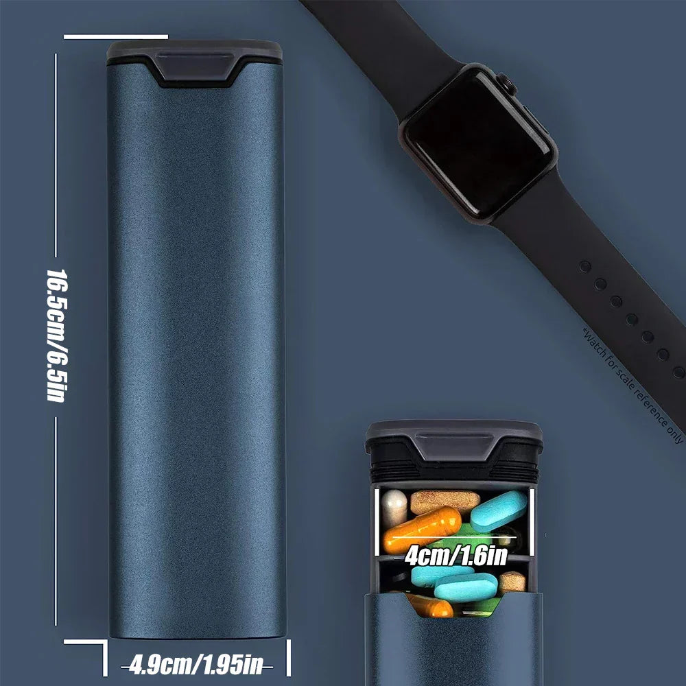 Weekpillenbox 7 Vakken Aluminium Hout Zwart Blauw Roze Zilver Medicijnbox Supplementen Dagelijks Pillenorganizer BPA-Vrij Premium Organizer | Sansoti