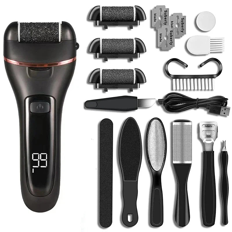 Elektrisch Voetvijl Oplaadbaar met LED LCD Display IPX7 Waterbestendig voor Eeltknobbels Voetverzorging | Sansoti