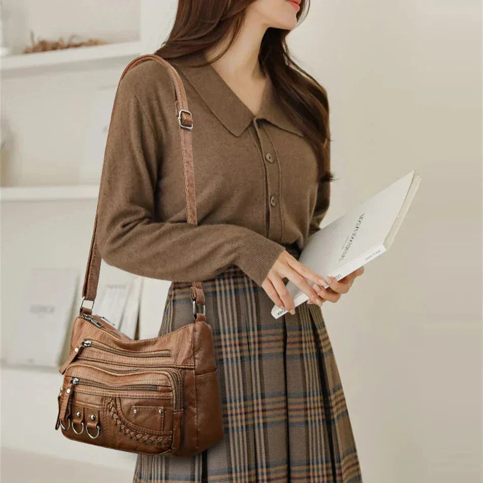 Vintage Handtas Vegan Leer Elegante Schoudertas Dames Retro Stijl Dagelijkse Tas Mode Accessoire Vrouwen | Sansoti
