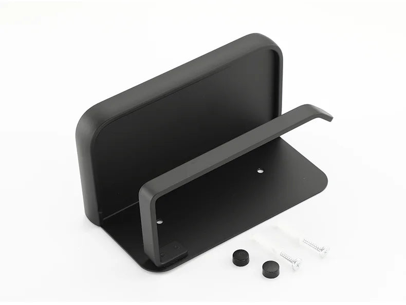 Toiletrolhouder Aluminium Zwart 18.3cm Met Plank Wandmontage Badkamer Telefoonhouder Opbergrek Modern Minimalistisch | Sansoti