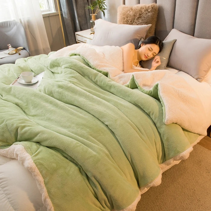 Wollplaid Decke | Warm & Weich | Wendbar | Für Bett, Sofa & Winter
