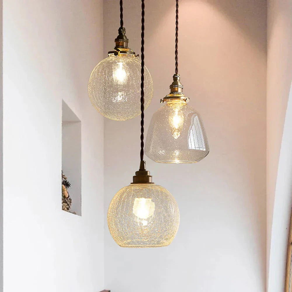 Suspension Verre Cristal Transparent Scandinave Rétro E27 15cm LED Salle à manger Salon Minimaliste | Restfield