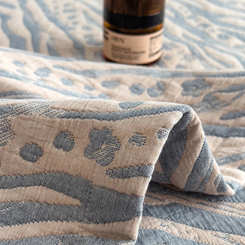 Three-Layer Muslin Throw Pure Cotton Breathable Soft Striped Blanket Living Room Bedroom Sofa Decorative | Sansoti