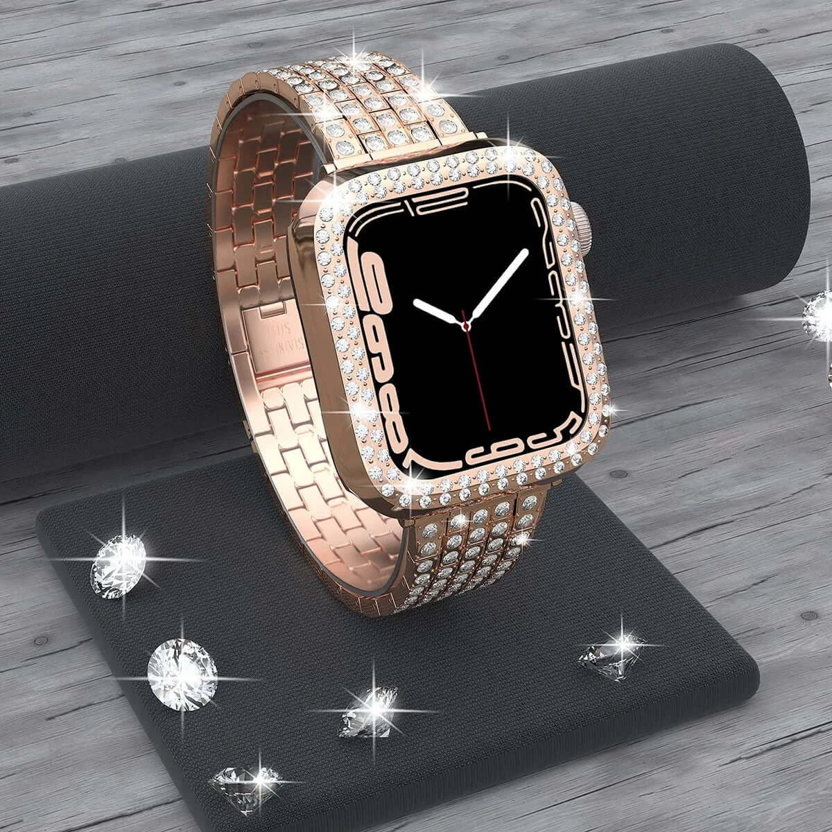 Bracelet de smartwatch orné de cristaux en acier inoxydable, réglable, bracelet de montre luxueux, accessoire scintillant remarquable | Sansoti