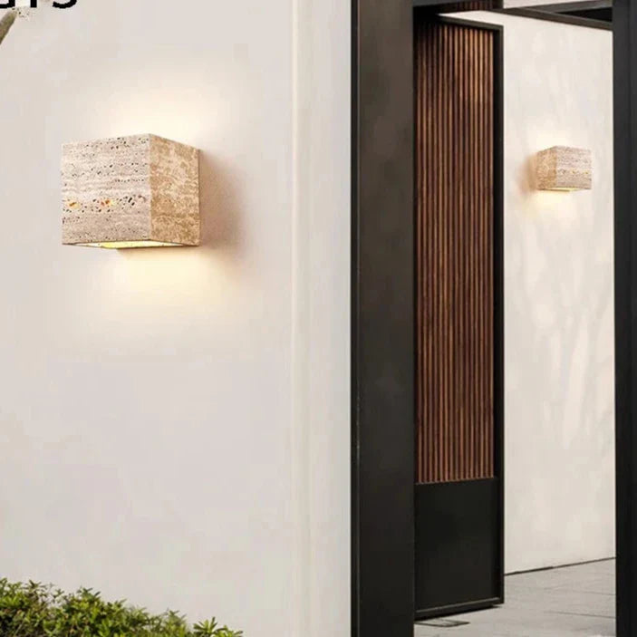 Buitenlamp Travertin Steen Up Down LED IP65 3000K Gevel | Sansoti