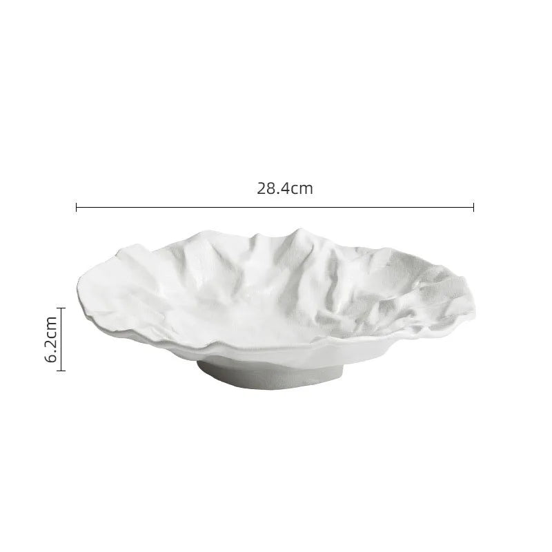 Keramische Schaal met Getijdenrimpel Effect Wit Zwart Coastal Servies 23cm 28cm | Sansoti