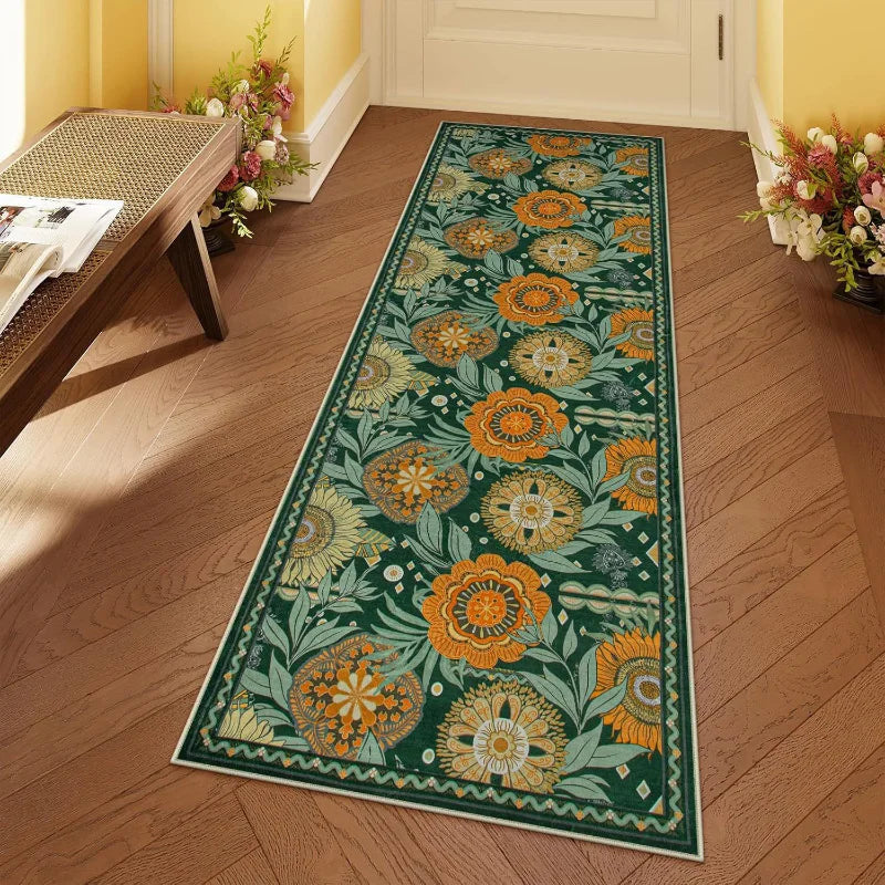 Tapis de couloir géométrique rose, chemin de table 80-500 cm antidérapant en polyester pour entrée, véranda et escaliers | Sansoti