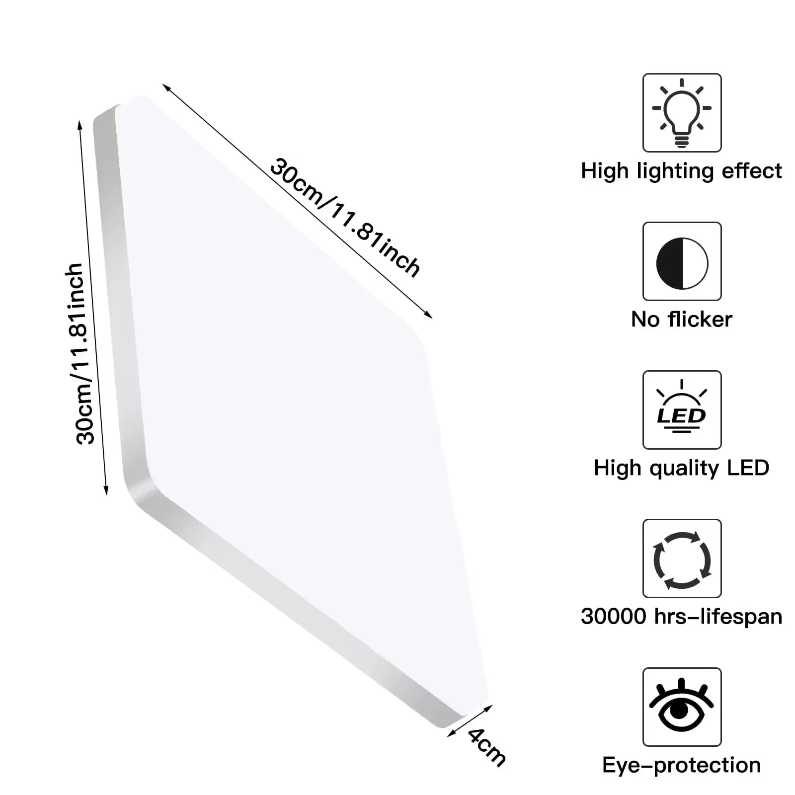 Badlampe Decke LED Quadratisch 48W 6500K IP44 5400LM | Restfield