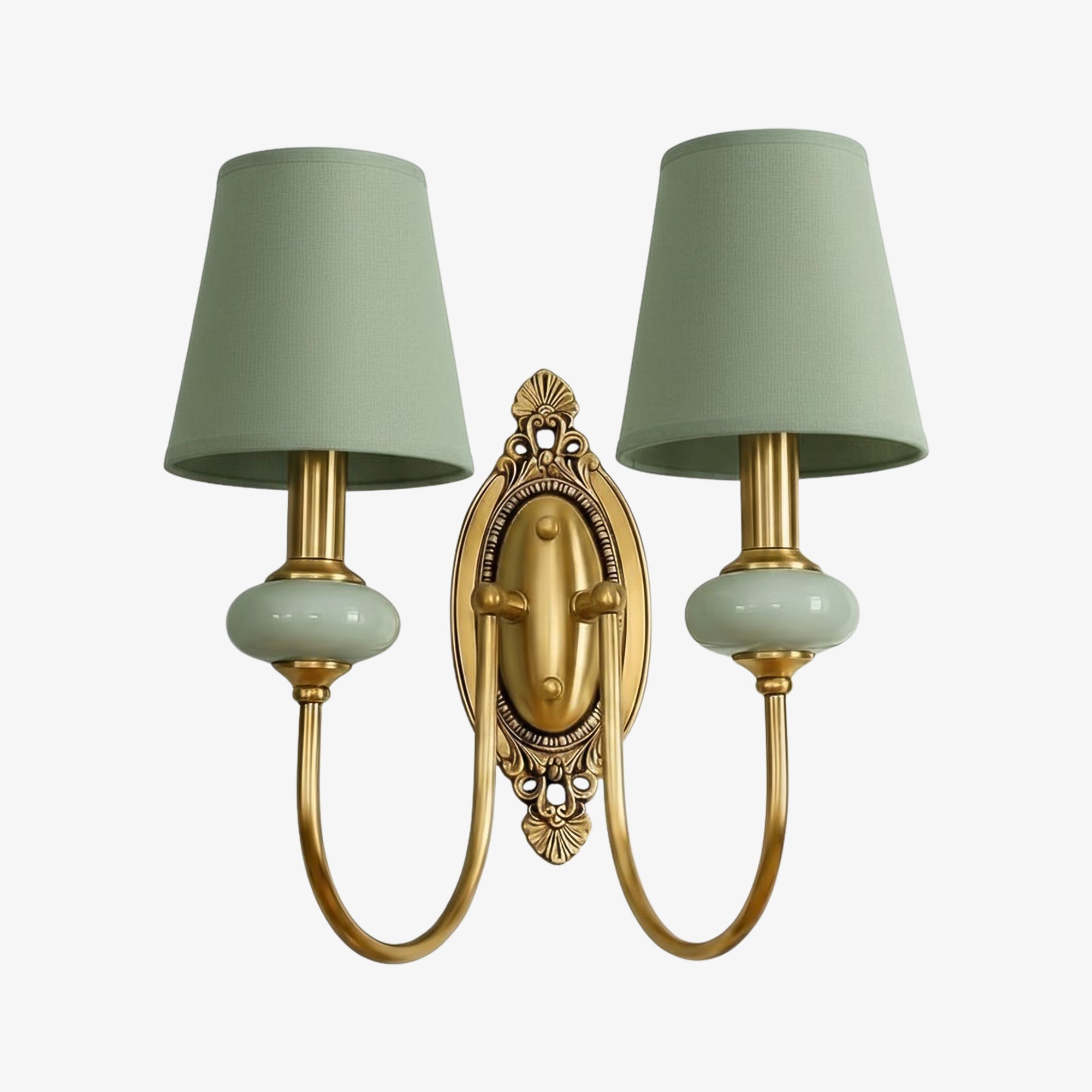 Keramische wandlamp met stoffen kap - 1 of 2 lichtpunten - E27 - diverse kleuren & stijlen | Sansoti