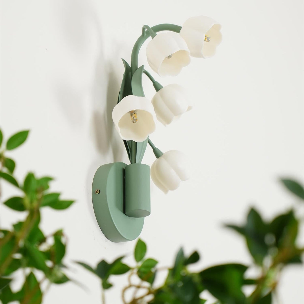 Botanical Wall Lamp Orchid Green Leaf Pattern Bedroom Hallway LED G4 Fitting Natural Ambient Lighting | Sansoti