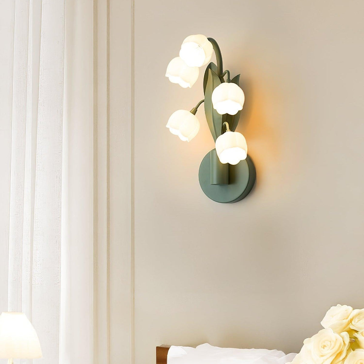 Botanical Wall Lamp Orchid Green Leaf Pattern Bedroom Hallway LED G4 Fitting Natural Ambient Lighting | Sansoti