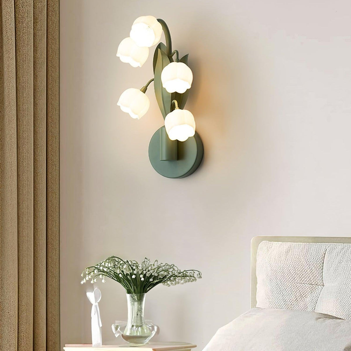 Botanical Wall Lamp Orchid Green Leaf Pattern Bedroom Hallway LED G4 Fitting Natural Ambient Lighting | Sansoti