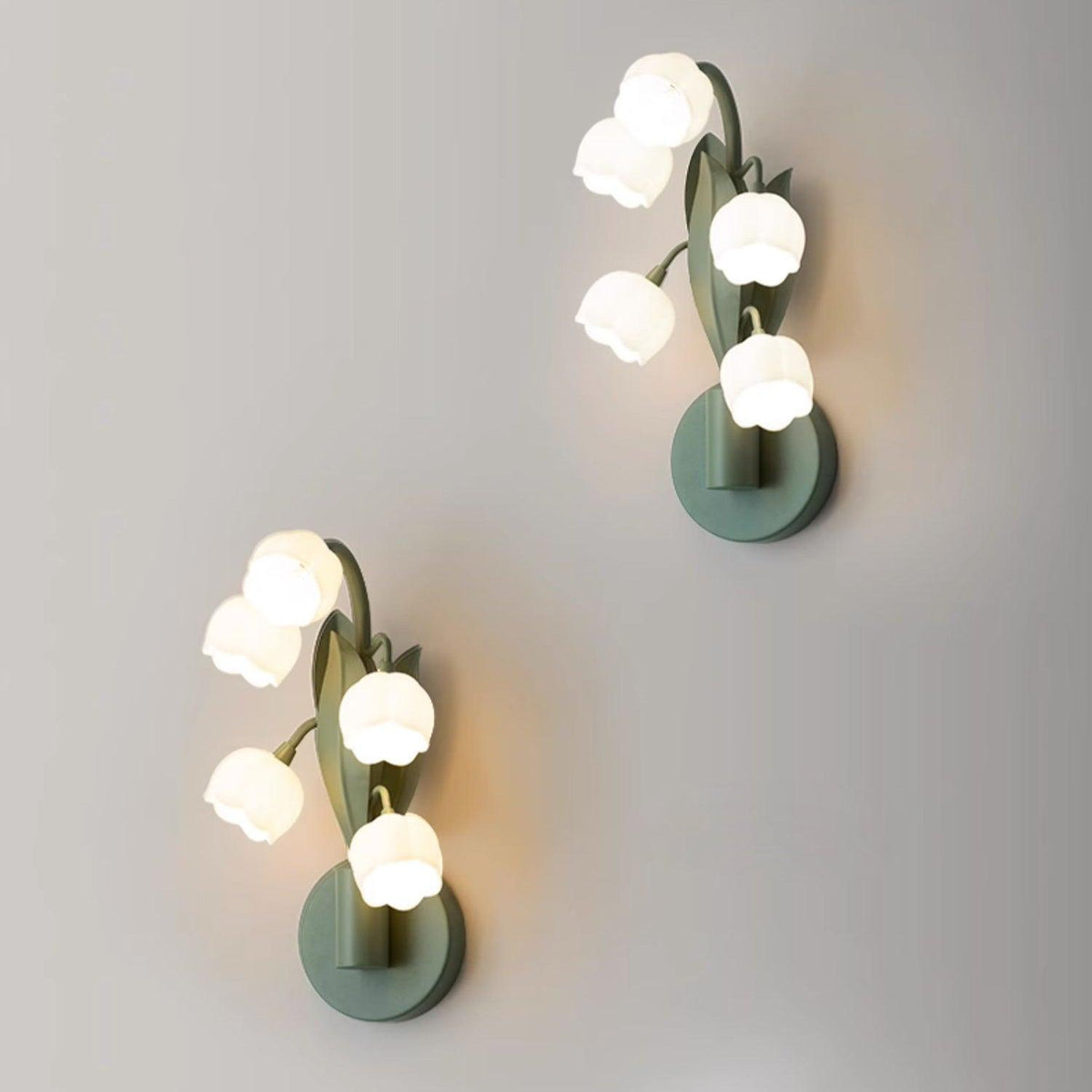 Botanical Wall Lamp Orchid Green Leaf Pattern Bedroom Hallway LED G4 Fitting Natural Ambient Lighting | Sansoti