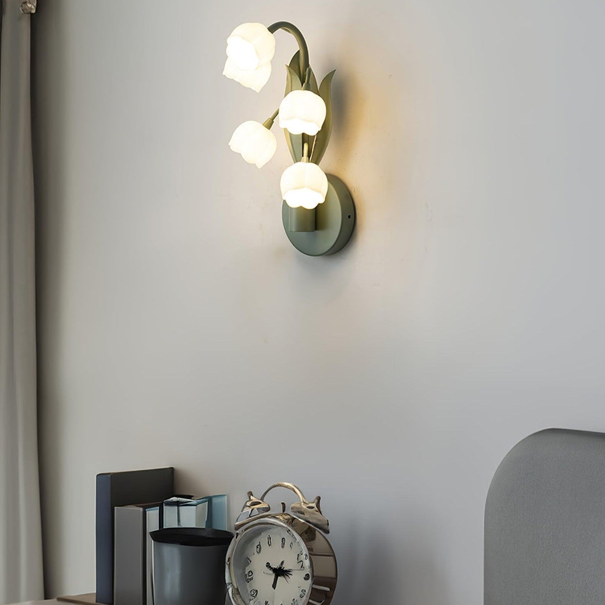 Botanical Wall Lamp Orchid Green Leaf Pattern Bedroom Hallway LED G4 Fitting Natural Ambient Lighting | Sansoti