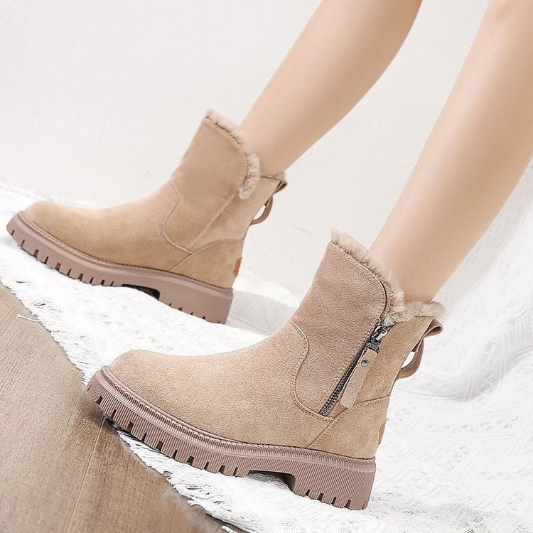 Dameslaarzen Suède Bontvoering Winterlaarzen Warm Comfortabel Elegante Winterschoenen Gevoerd Winter Dames | Sansoti