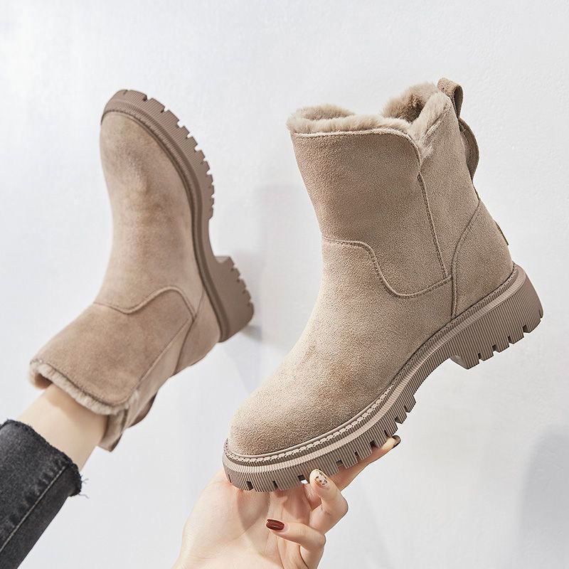 Dameslaarzen Suède Bontvoering Winterlaarzen Warm Comfortabel Elegante Winterschoenen Gevoerd Winter Dames | Sansoti