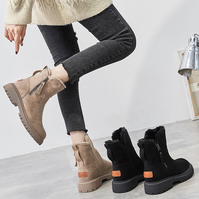 Dameslaarzen Suède Bontvoering Winterlaarzen Warm Comfortabel Elegante Winterschoenen Gevoerd Winter Dames | Sansoti